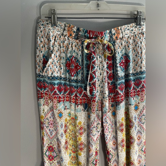 Johnny Was S Landa Printed Satin Drawstring Cargo Pants - Picture 5 of 8